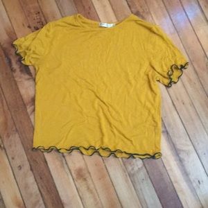 Hearts and Hips Mustard Yellow Cropped Shirt